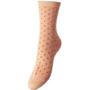 PIECES damessokken, Mock Orange/Detail: Small Dots IN TANGERINE TANGO, Eén Maat