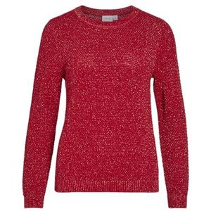 Vila Vidalo L/S Glitter Knit Top voor dames, barbados, cherry, S