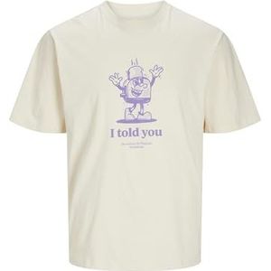 JACK & JONES Jorgame Tee Ss Crew Neck Tg T-shirt voor heren, Botercrème., S