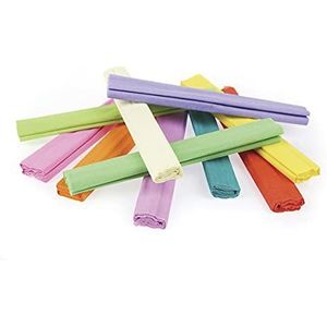 Gimboo - Pastel crêpepapier, 10 rollen, 25 x 200 cm, gesorteerd/crêpeband, bonte linten, crêpe papier, ideaal voor creatieve hobby's, 1 pak, 10 rollen, gesorteerd op kleur