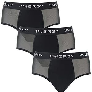 INNERSY Menstruatie-ondergoed, lekvrij, menstruatie, ondergoed, zwart, onderbroek, periode, verpakking van 3 (L, 3 klassiek zwart)