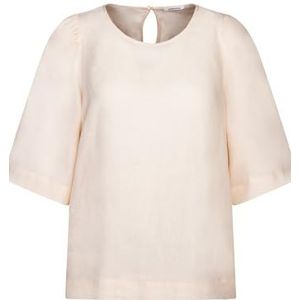 Seidensticker Dames Shirtblouse - Fashion Blouse - Regular Fit - Ronde hals - Korte mouwen - 100% linnen, beige, 52 NL