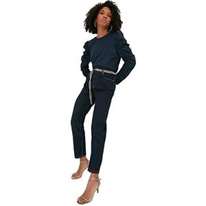 Trendyol Vrouwen Navy Lacivert hoge taille Mom Jeans, marineblauw, 60