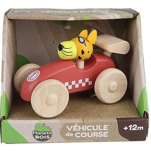 PLANÈTE BOIS - Set van 12 Racevoertuigen - FSC - 030196PA - 12 stuks - Multicolor - Hout - Spel voor kinderen - Auto - Duurzaam speelgoed - 12 cm x 8 cm - Vanaf 12 maanden