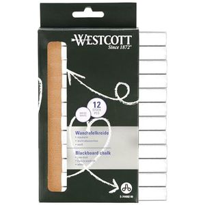 Westcott Krijt 12 stuks wit | 12 stuks krijtstiften met 1,2 cm diameter in dekkend wit | stofarm en gemakkelijk afwasbaar | 8,5 cm lange krijtstiften | E-744982 00