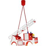 Elobra Plafondlamp, brandweer met brandweerman, hanglamp, lamp voor kinderen, kinderkamerlamp, met E27-fitting, rood