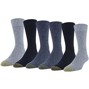 Gold Toe Hudson Crew Sokken voor heren, multipairs (verpakking van 12), Chambray/Middernacht/Denim (6-paar), L
