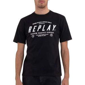 Replay T-shirt voor heren, regular fit, 098 Black, L
