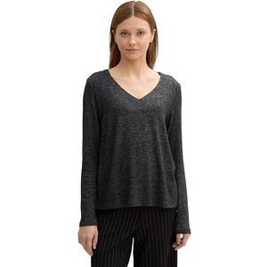 TOM TAILOR Denim T-shirt met lange mouwen voor dames, 10522 - Shale Grey Melange, XS