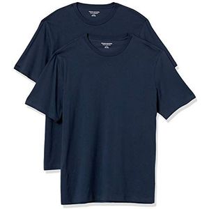 Amazon Essentials Heren Regular-Fit T-shirt met korte mouwen en ronde hals, pak van 2, marineblauw, 4X-Large Big Tall, marineblauw, 4XL groot tall