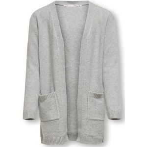 ONLY Koglesly L/S Open Cardigan KNT Noos gebreide jas voor meisjes, lichtgrijs gem., 122/128 cm