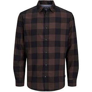 JACK & JONES heren Overhemd Jjegingham Twill Shirt L/S Noos, Seal Brown/Fit: slim fit, L