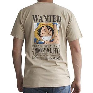ABYstyle - ONE STUK - T-shirt - ""Wanted Luffy"" - heren - zand (XL)