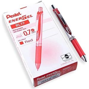 Pentel EnerGel XM BL77 - Intrekbare vloeibare gel inkt pen - 0.7mm - 54% gerecycled - Rood - Doos van 12