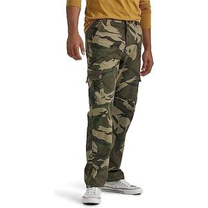 Wrangler Authentics Fleece gevoerde cargobroek voor heren, Groen Bruin Camo, 32W / 32L