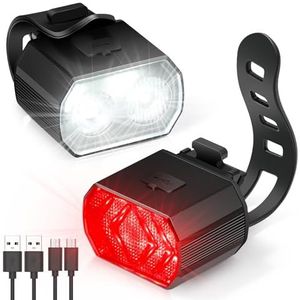 Blendura Fietslamp, led-fietsverlichting, oplaadbaar, USB, IPX6, waterdicht, 6 verlichtingsmodi, fietsverlichting voor en achter, voor nachtritten en kamperen