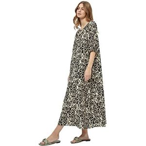 Minus Dames Lizia Maxi Jurk 2, Zandgrijs Print, 12, Print zandgrijs, 38