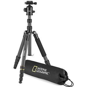 NATIONAL GEOGRAPHIC Reisset op statief met monopod, koolstofvezel, 5-delige poten, draaisluiting, draagvermogen tot 8 kg, tas, balhoofd, snelsluiting, NGTR004TCF