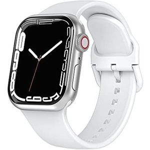 Compatibel met Apple Watch, sportarmband van siliconen, compatibel met Apple Watch 38 mm, 40 mm, 41 mm, 42 mm, 44 mm, 45 mm, compatibel met iWatch serie 8/7/6/5/4/3/2/1/SE, wit
