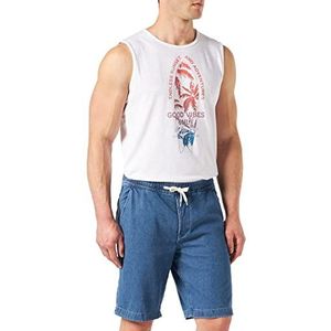 TOM TAILOR Denim Uomini Jogger Jeans Shorts 1031121, 10119 - Used Mid Stone Blue Denim, L