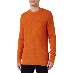 TOM TAILOR Uomini Basic gebreide trui met structuur 1032302, 18647 - Autumn Orange Melange, S