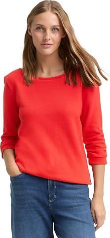 TOM TAILOR Denim Sweatshirt voor dames, 12880 - Brilliant Red, XXL