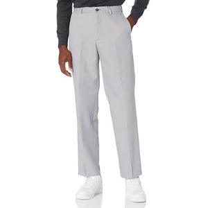 Amazon Essentials Klassieke pasvorm voor heren, uitbreidbare taille, platte voorkant, lichtgrijs, 34W/33L