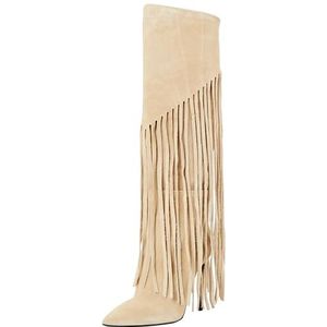 Pinko Ambre Suede, knielaarzen voor dames, C70 Beige Taupe Licht, 35 EU