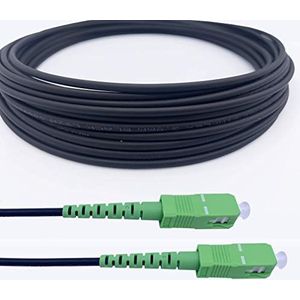 Elfcam - Glasvezelkabel van afgeschermd staal, geschikt voor binnen- en buiteninstallaties, compatibel met Orange SFR Bouygues, SC/APC naar SC/APC single-mode zwart, 25 m