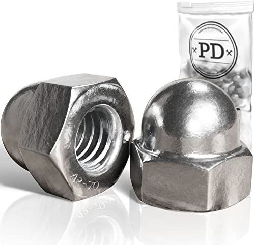 PD® dopmoeren M8 roestvrij staal (DIN 1587) | A2 V2A Roestvaststalen dopmoeren | Beschermende dopmoeren in hoge vorm voor schroeven, draadstangen & draadbouten | 100 stuks