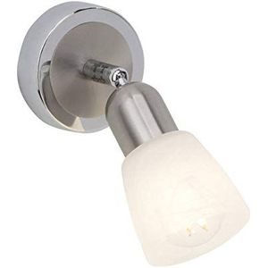 BRILLIANT lamp Bethany LED wandspot ijzer/chroom/wit albast | 1x LED-D45, E14, 4W LED-droplamp inbegrepen, (450lm, 2700K) | Schaal A ++ tot E | Energiezuinig en duurzaam dankzij het gebruik van leds