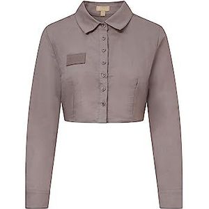 BALOU Dames katoen linnen bijgesneden shirt, staal grijs, UK 8, Staal Grijs, 34