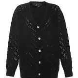 Faina - Gebreid Vest - Zwart - Normale Pasvorm - Lange Mouw