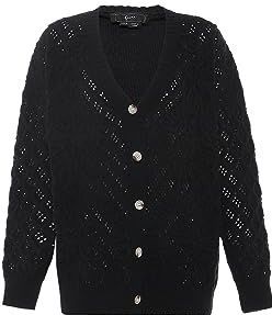 Faina - Gebreid Vest - Zwart - Normale Pasvorm - Lange Mouw