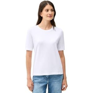 Cecil Basic T-shirt met ronde hals voor, wit, S