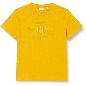 GANT Heren REG Tonal Shield SS T-shirt, Dark Mustard Yellow, standaard, Dark Mosterd Geel, M
