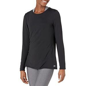 Amazon Essentials Women's Tech Stretch T-shirt met lange mouwen,Zwart,S-M
