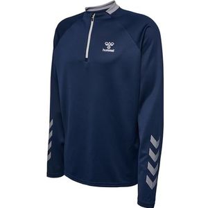 hummel Men's hmlGG12 Action Half Zip Sweat Sweatshirt, Marine/Alloy, M