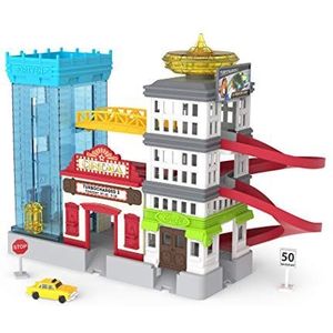 DRIVEN by Battat WH1076Z-serie Big City Cruisin' Pocket Playset - 7pc gebouw, taxi, hellingen en verkeersborden - speelgoed en autosets voor kinderen vanaf 3 jaar
