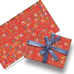Glick Luxe Kerst Gevouwen Wrap (3 Vellen) Merry Christmas Inpakpapier, Rood