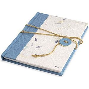 Notebook 15 x 21 cm met bladeren van gerecycled papier en drukknopsluiting