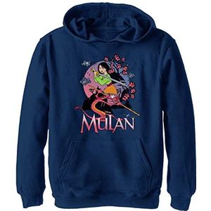 Disney Kids Princesses Mulan Warrior 2 Youth trui met capuchon, marineblauw, marineblauw, maat L, marineblauw, L, Marineblauw, L