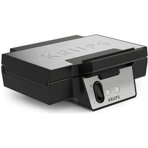 Krups FDK Iconic wafelijzer, 850 W, keramische antiaanbakplaten, iconisch design, verticale opslag, gebruiksvriendelijk, zwart/roestvrij staal, FDK261