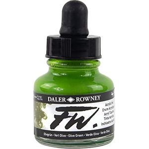 Daler Rowney Acrylverf FW acrylverf, 29,5 ml flessen, verschillende kleuren olijfgroen