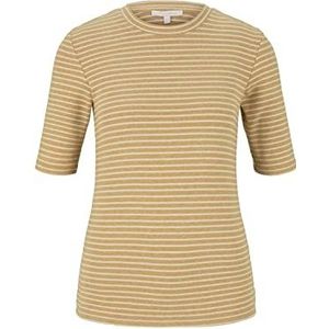 TOM TAILOR Denim Dames Gestreept T-shirt 1027257, 27597 - Camel Beige Stripe, XS