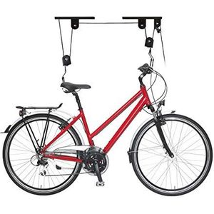 Relaxdays fietslift, tot 20 kg, max. plafondhoogte 4 m, fietstakel voor plafond met katrol, garage, kelder, zwart