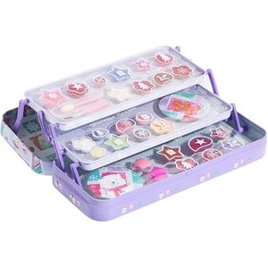 Lip Smacker 3-Tier Lip & Face Tin Gift Set, Set van Lipgloss, Oogschaduwen in Verschillende Smaakjes & Tinten voor Kinderen, Haarklemmen & Make-up Applicator Inbegrepen