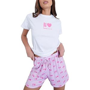 Sleepdown Dames 5056242875215 Pyjamaset, Wit Roze, 16, Wit Roze, 42