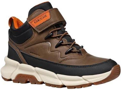 Geox J Flexyper Plus Boy, enkellaars kinderen, bruin katoen, zwart, 31 EU