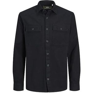 JACK & JONES Rddbrady Solid Overshirt voor heren, L/S Sn vrijetijdshemd, zwart, XL